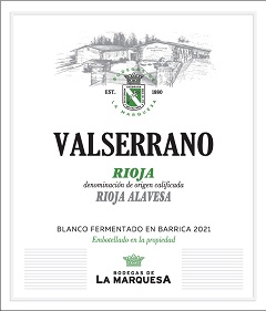 Valserrano, Vinedos y Bodegas de la Marquesa, Rioja DOCa, Valserrano Blanco Barrica